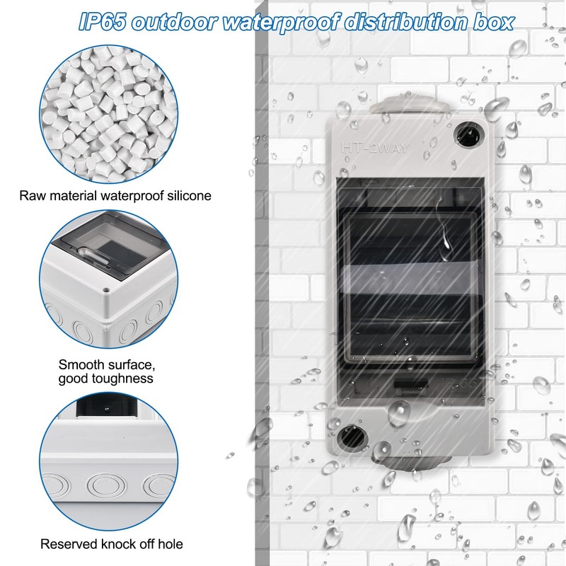 Pack of 2 Surface-Mounted Fuse Boxes, Small Distribution Box, IP65-1