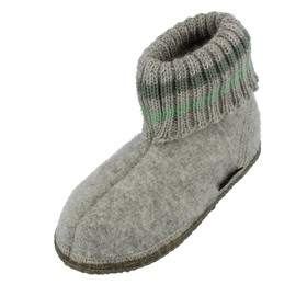HAFLINGER Paul Hut Shoe with Collar Made of Pure Virgin Wool, Mottled stone grey 284