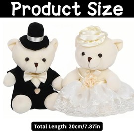 KFSCIP A Pair Teddy Bear Couple Set, 20cm Teddy Bear, Soft and Comfortable,Romantic Gifts for Wedding Gifts for Bride and Groom for Love Expressions, Home Decor,Decorative Plush Toys (Beige)