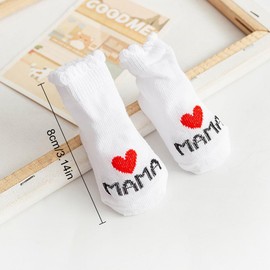 ZOKJSW Baby Cotton Socks Sweet Socks I Love Mom + I Love Dad Newborn Toddler Boys Girls Little Socks (2 Pairs), White