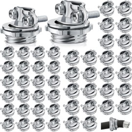 Blulu 50 Pcs Clamp Type Cable Connectors Conduit Clamp for Electric Wires Metallic Conduit Protect Cables Silver Zinc (3/4 Inch, 1/2 Inch)