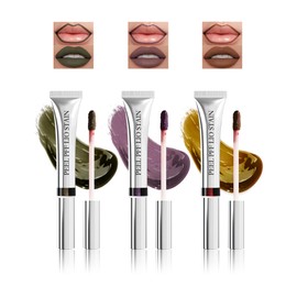 3Pcs Peel Off Lip Stain & Lip Liner Set Long Lasting,Tattoo Lipstain Peel Off Lip Gloss Nude Matte Lipstick, Waterproof,Transfer-Proof Lip Tint for All-Day Wear Women Lip Stain Color Makeup Gift-C