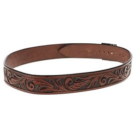 Austin Accent Inc. 1" Brown Leather Scroll W/Buckle Hat Band Brown