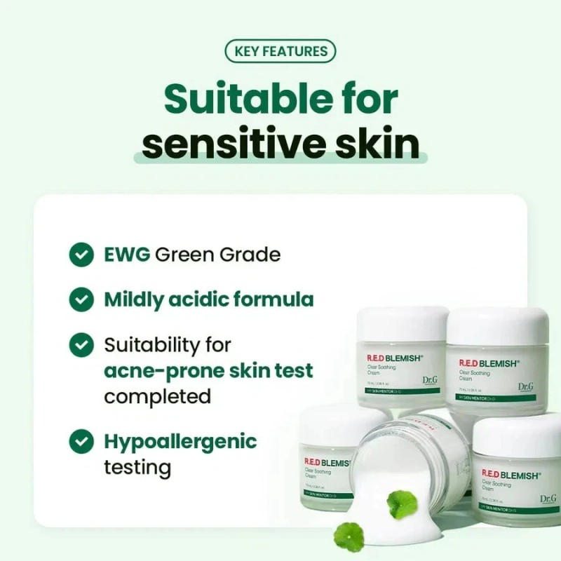 Dr.G R.E.D Blemish Soothing Cream 70ml – Cica Moisturizer for