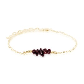 Garnet Chip Bead Bar Bracelet in 14k Gold Fill