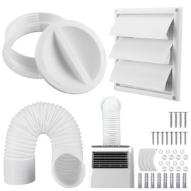 Maasechs Portable Ac Exhaust Hose Vent Wall Mount Connector Kit with 59 Inches Hose and 6 inches Louvered Vent Cover Ac Exhaust Tube Coupler for 5.9 in and 6.5 in Tube (Classic Style)