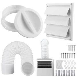 Maasechs Portable Ac Exhaust Hose Vent Wall Mount Connector Kit with 59 Inches Hose and 6 inches Louvered Vent Cover Ac Exhaust Tube Coupler for 5.9 in and 6.5 in Tube (Classic Style)