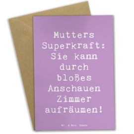 Mr. & Mrs. Panda Grußkarte Spruch Mutters Magie - Geschenk, Ordnung, Muttertag, Freude, Mutterliebe, Ansichtskarten, Geburtstage, Glückwunschkarte,