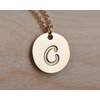 HUAN XUN Stainless Steel Stamped Script Disc Initial Pendant Necklace