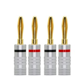 CERRXIAN 4mm Solderless Banana Plug Connector Banana Plug Speaker [Rear Connection Type / 24k Gold Plated/Metal Shell] Screw Down Banana Plug Speaker Cable Speaker Wire for Wall Plate (Set of 4 / 2