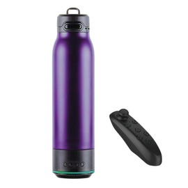 Vacuum Insulated Premium Water Bottle with Rechargeable Bluetooth Speaker and Xtreme Mini Bluetooth Remote. Remote Doubles as Gaming Joystick/Mouse for Smartphone Apps. (Purple)