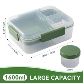 FIAVOM Bento Box Adult Lunch Box, 100% Leak-Proof Bento Lunch Box for Adults with Compartments, BPA-Free Adult Bento Box, Microwave & Dishwasher Safe Green