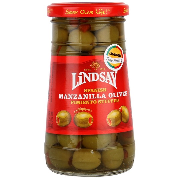 Lindsay Spanish Manzanilla Olives, Pimiento Stuffed 5.75 Oz (Pack of 3)