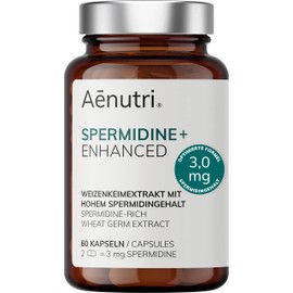 SPERMIDIN Plus High Dosage - Wheat Germ Extract in Optimised Formula - High Spermidine Content, High Organic Availability - Lab Tested Quality from Germany - 60 Capsules, Month Pack