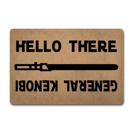 Funny Welcome Doormat for The Entrance Way Indoor Hello There General Kenobi Wars Meme Welcome Goodbye (23.6 X 15.7 in) Colorful Print Top with Anti-Slip Rubber Back Doormat Novelty Gift Doormat