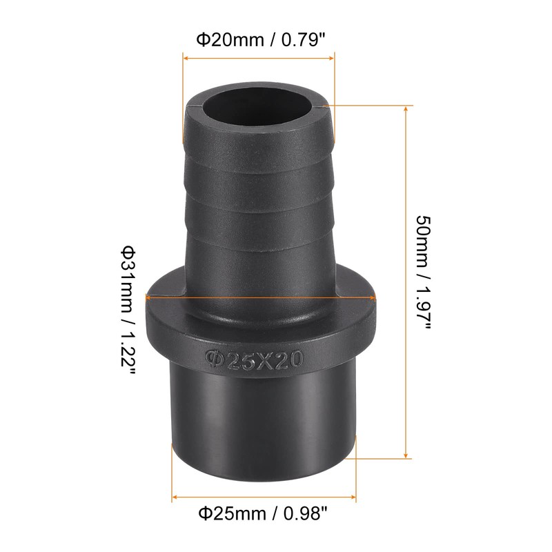 sourcing map PVC Pipe Fitting 20mm Barbed x 25mm OD