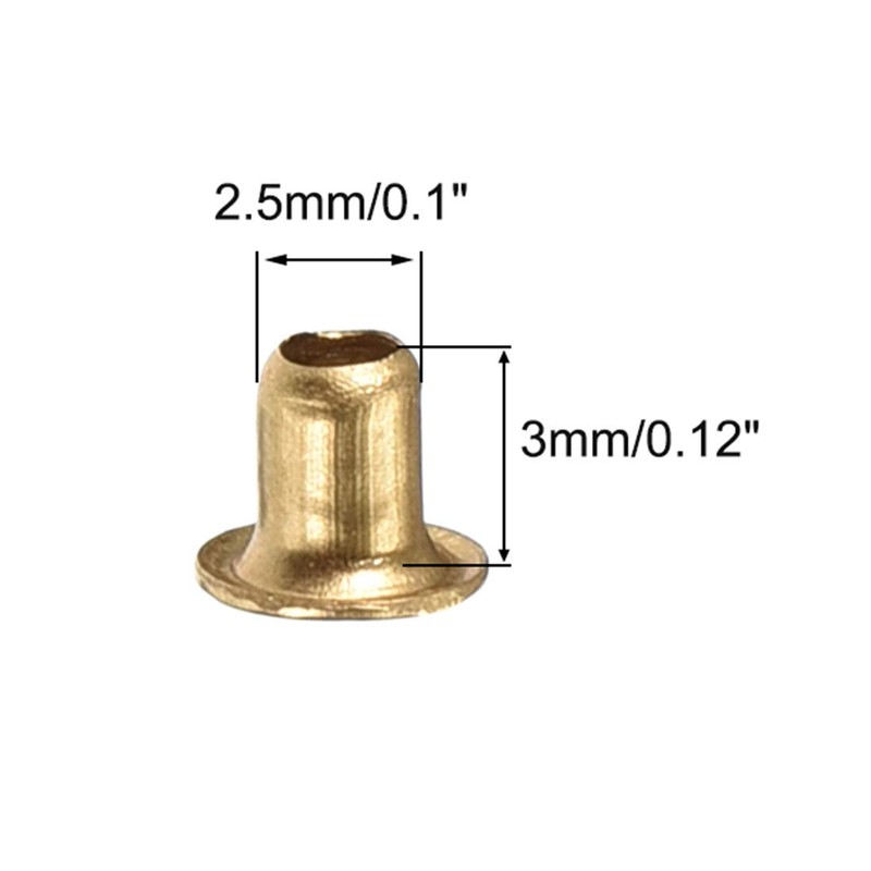sourcing map Hollow Rivet,2.5mm x 3mm Through Hole Copper Hollow