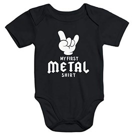 MoonWorks® Short-Sleeved Baby Bodysuit My First Metal Shirt Hardrock Heavy Metal Organic Cotton, Metal Shirt Black