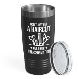 Hair Stylist Black Edition Ringneck Tumbler 20oz - Get a Hair-transformation - Hair Stylist Gift Beautician Hairdresser Salon Barber Hairdo Cosmetoloist Scissors Blower
