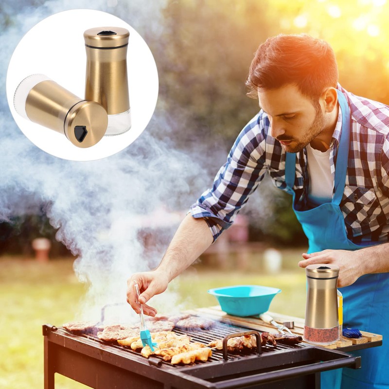Ciieeo 2Pcs Seasoning Shaker Visible Condiment Bottles for Salt Pepper