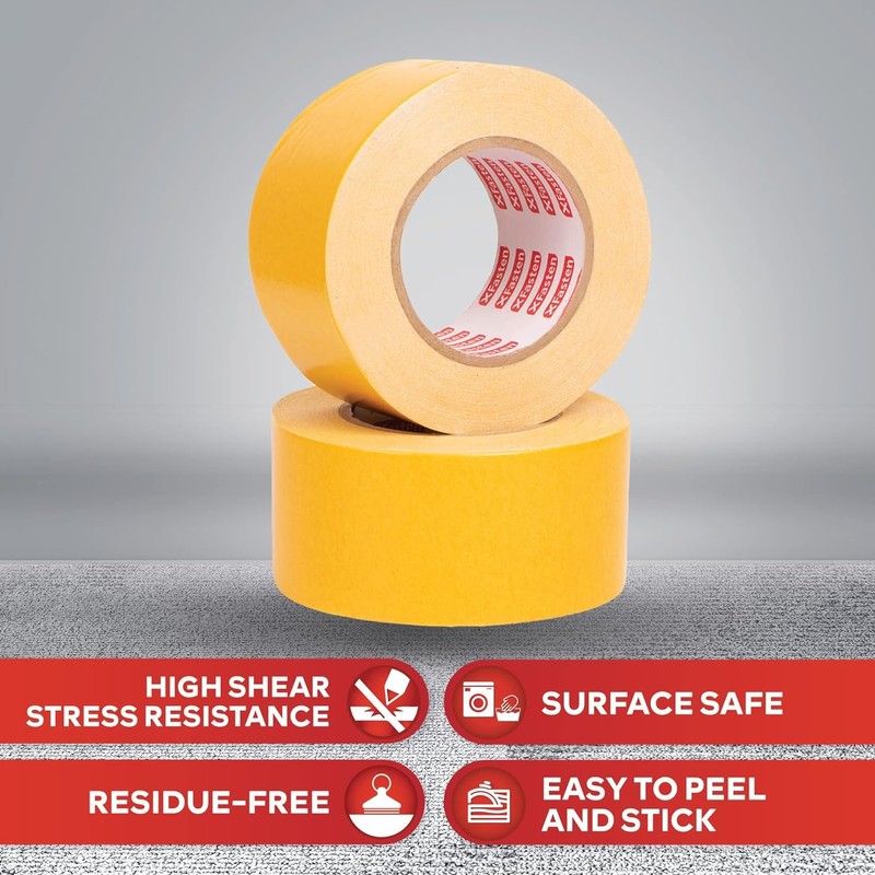 XFasten Bulk Double Sided Woodworking Tape 1-inch 1,296-Feet Total (12-Pack)