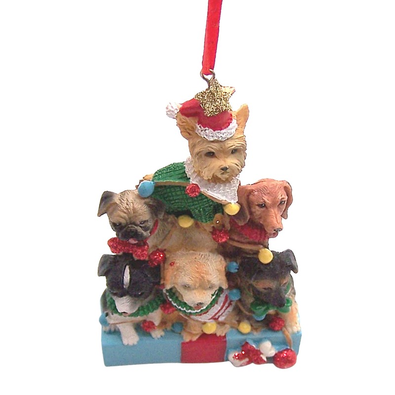 Festive Dogs in a Tree Shape Christmas Ornament, Holiday Décor,