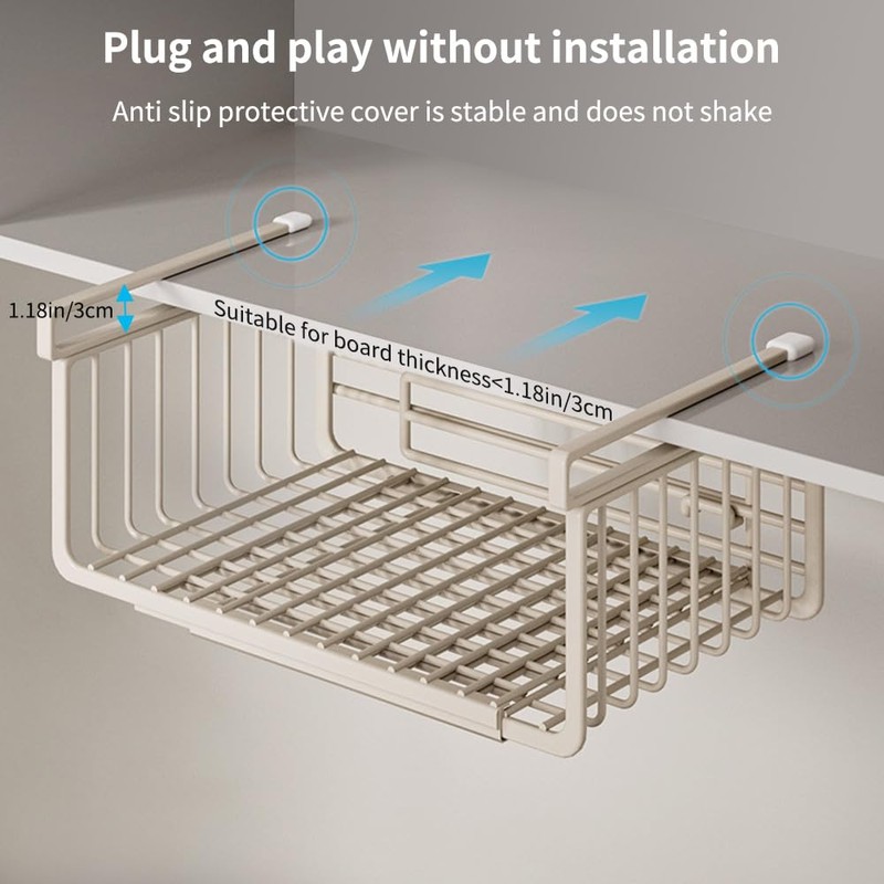 Janebert Extendable Under Shelf Storage Basket, Hanging Baskets Under Cabinet