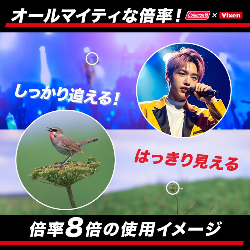 ビクセン(Vixen) Vixen&Coleman 双眼鏡 コールマンシリーズ コールマンH8×25 レッド 14582-9