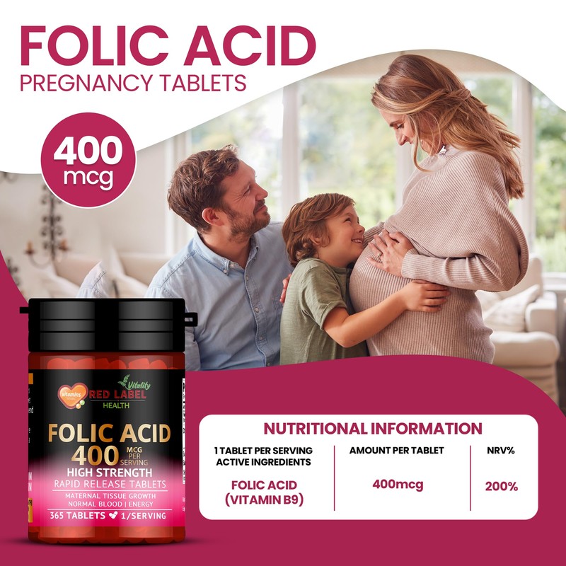 Folic Acid Tablets 400 mcg - 365 Vegan Vitamin B9