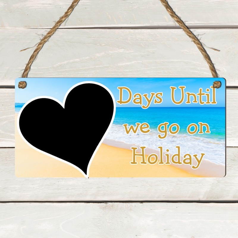 Days Until We Go on Holiday" Countdown Plaque | Beach-Themed