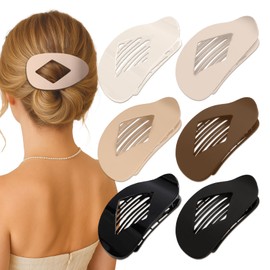 Large 6Pcs flat hair clips for women - Flat Hair Claw Clips Duckbill Accessories Matte Solid Neutral Color, Non Slip Strong Hold Barrettes for Thick Medium Thin Hair