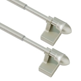 Magnetic Curtain Rods for Metal Doors，No tools required,Multi-Use Adjustable Appliance for Windows Iron Steel Places，09-16 Inch，2 Pack,Nickel