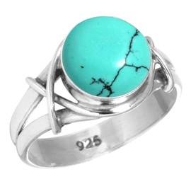 Jeweloporium 925 Silver Ring for Women Size Z 1/2 Blue Turquoise Gemstone Solitaire Silver Ring Christmas - Gift Costume Jewelry