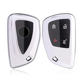 Key Fob Cover Compatible with Chevy Suburban Z71 Silverado 1500 GMC Yukon Denali Sierra 1500 Buick Envision Avenir 2022 2023 2024, 2024 Silverado Sierra 2500HD 3500HD (White)