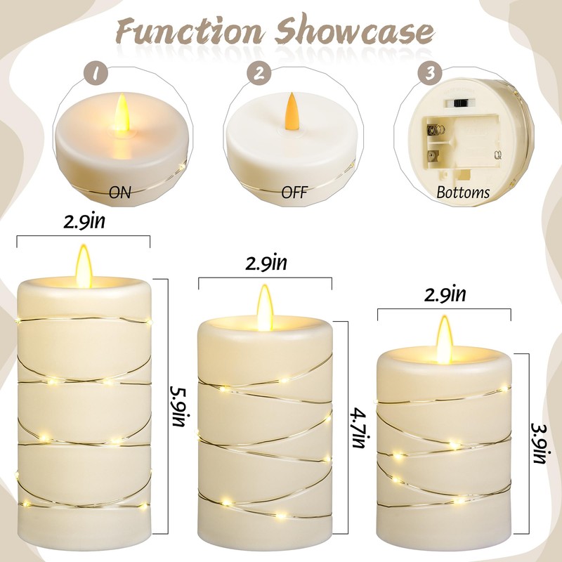 Da by Flameless Candle with Recessed Fairy Lamp, Dynamic Flame