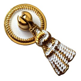LynnsGraceland Vintage Style Tassel Drop Pull Drawer Knob Gold White Antique Bronze Drawer Pull Dresser Pull Cabinet Knob Kitchen Door Knob Hardware (Gold w. White)