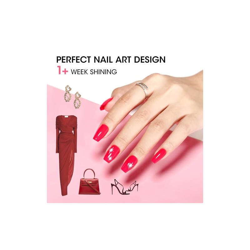 Gellen Juego de esmaltes de uñas rojos, esmaltes de uñas