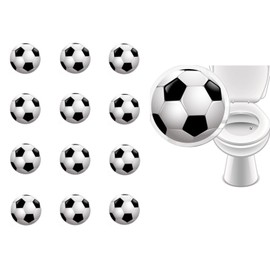 12 x LK-Trend & Style Toilet Sticker Set, Toilet Sticker/Urinal Sticker, Transparent Target Aid, Football Motif, Diameter 20-30 mm, Waterproof, for Toilet Bowl, Urinal & Pissoir