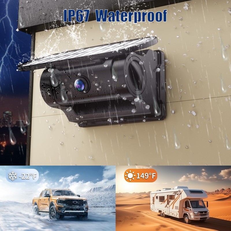 WiFi Magnetic Solar Wireless Backup Camera, 10000mAh Rechargeable 1080P Rear