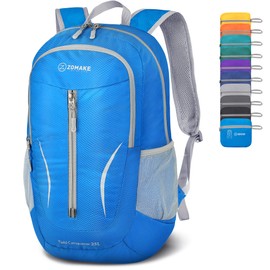 ZOMAKE Ultra Lightweight Foldable Backpack - Packable Foldable Rucksack 25L Small Packable Backpacks Travel Daypack Water Resistant For Men Women Outdoor Hiking Walking - (A Dark Blue)