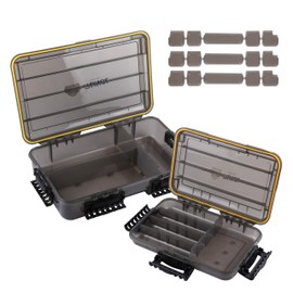 RUNCL - Caja de aparejos de pesca, protección solar única, impermeable, 3600 3700, bandeja hermética flotante más gruesa con divisores ajustables para agua salada de agua dulce, caja de almacenamiento