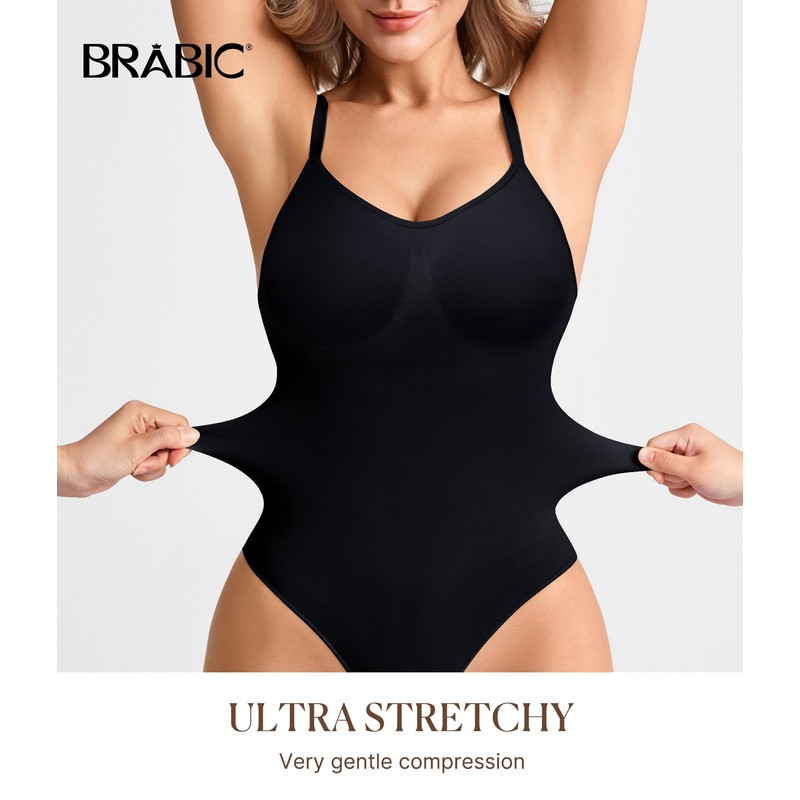 BRABIC Women's Backless Shapewear Bodysuit Tummy control Thong Seamless Body