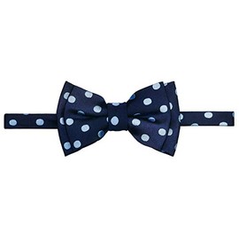 Retreez Classic Polka Dots Woven Microfiber Pre-tied Boy's Bow Tie - Navy Blue with Light Blue Dots - 24 months - 4 years