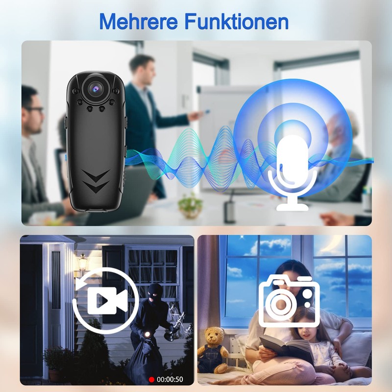 Body Camera, 1080P Police Camera Video and Motion Detection Night