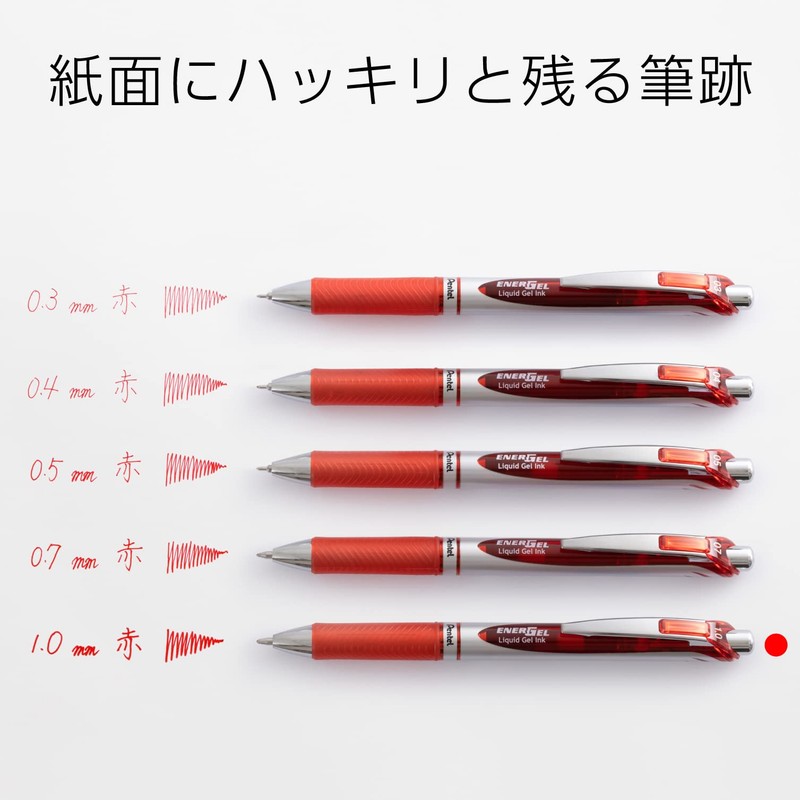 Pentel Gel Ink Ballpoint Pen EnerGel Retractable 1.0mm Silver Barrel