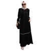Abaya for Muslim Women Zipper and Stripe Detail on Skirt