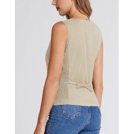 Women's Apricot Vest Tops Business Casual Vest Chalecos De Mujer De Vestir (Apricot, L)