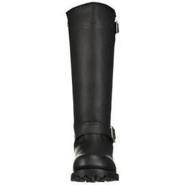 RIDETECS Mens 16in Heavy Duty Grain Oiled Leather Motorcycle Riding Boots, Black - Easy On Off, Side Zipper and Soft Toe