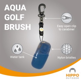 HIPPO OUTDOOR Aqua Golf Club Brush - Water Club Cleaner, Caddy Splash Bag Accessories, Groove it Cleaning, Quick-Release Clip Concept 8162