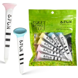 &FUN Golf Tees, Long Tees, 3.1 inches (80 mm), Set of 6, Scale Included, Easy to Place Balls, Easy to Find, Won't Break, Stable, Increases Distance
